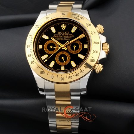 Rolex Daytona Sarı Gümüş Kadran Siyah