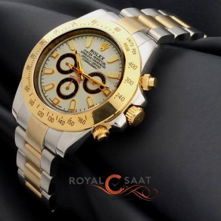 Rolex Daytona Sarı Gümüş Kadran Beyaz