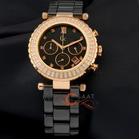 Gc Bezel Taşlı Seramik Bayan Saati