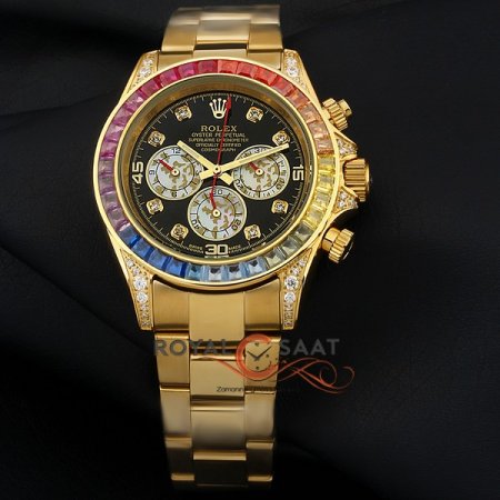Rolex Daytona Baget Taşlı Bayan Saati Gold
