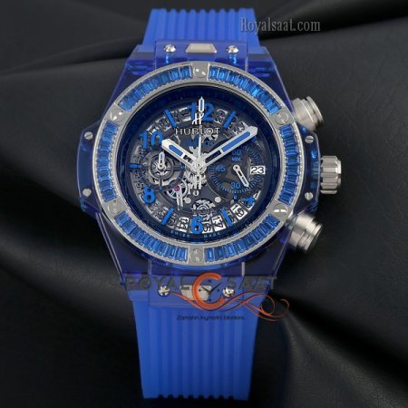 Hublot Mavi Bezel Taşlı Şeffaf